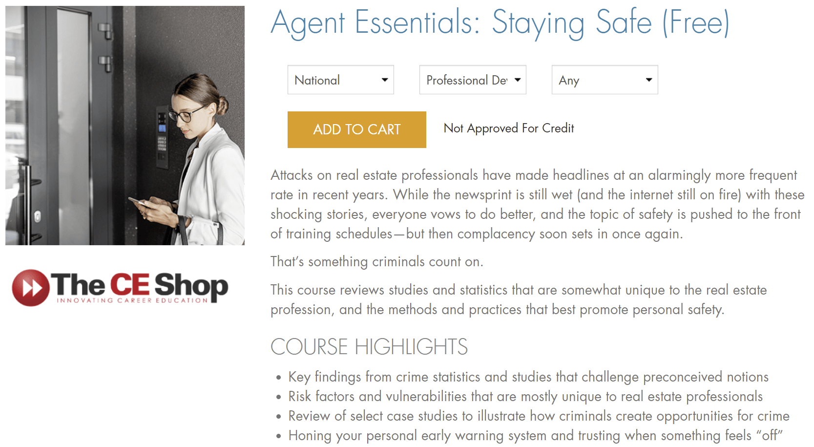 The CE Shop: Agent Essentials: Staying Safe and Staying in Your Business Overview
