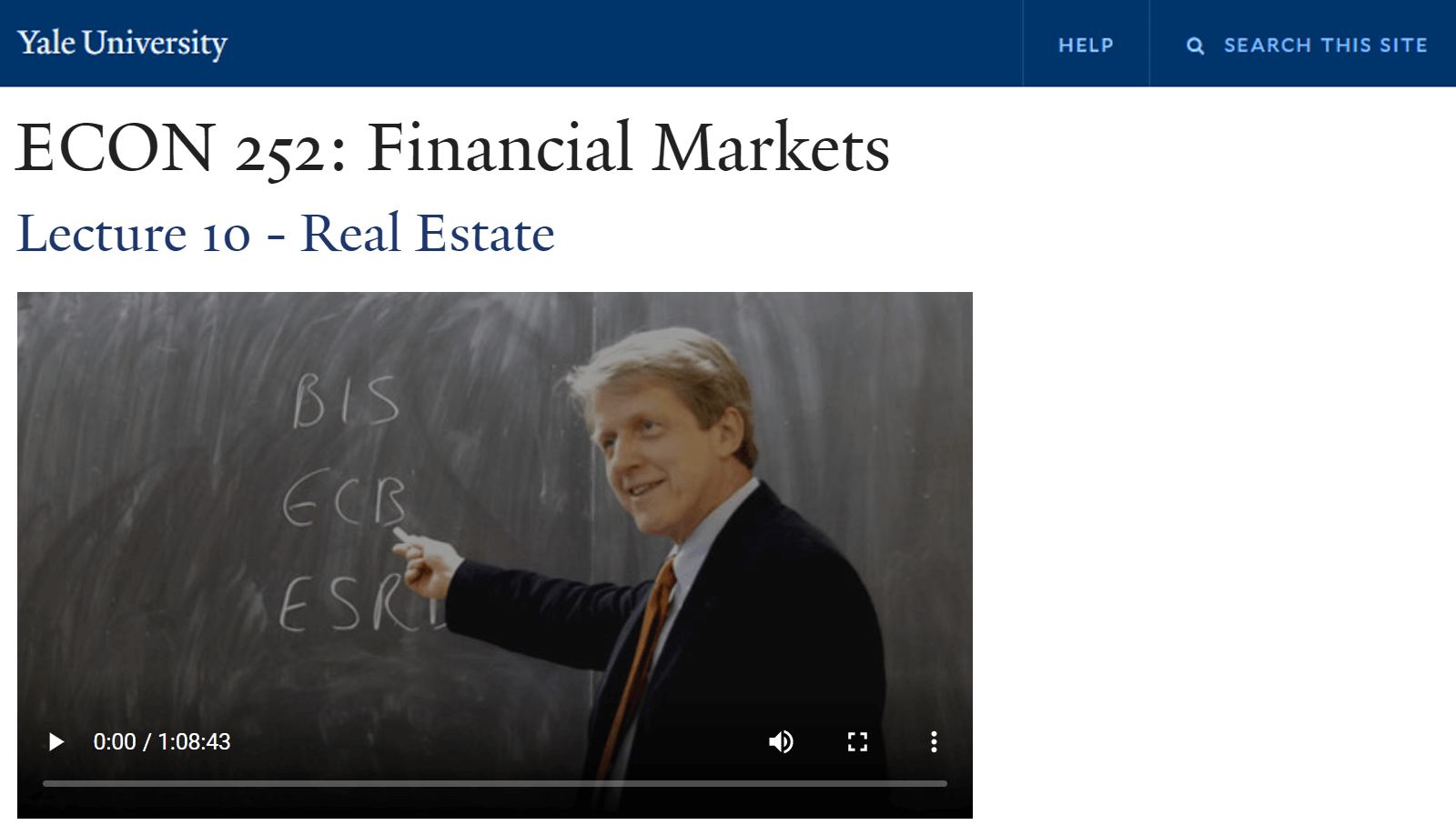 Yale - Financial Markets: Real Estate Overview